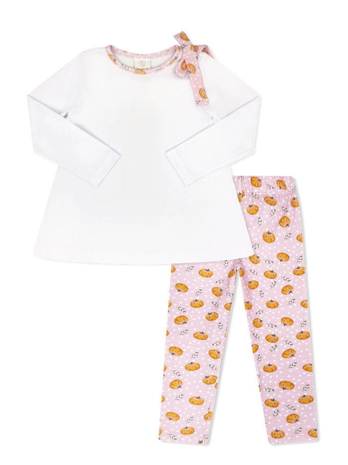 Madeline Legging Set - Legacy White, Pumpkin Patch Delight
