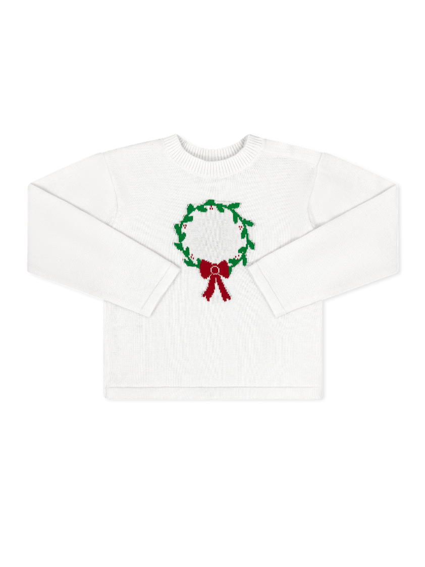 Cozy Up Sweater - Sterling White, Wreath