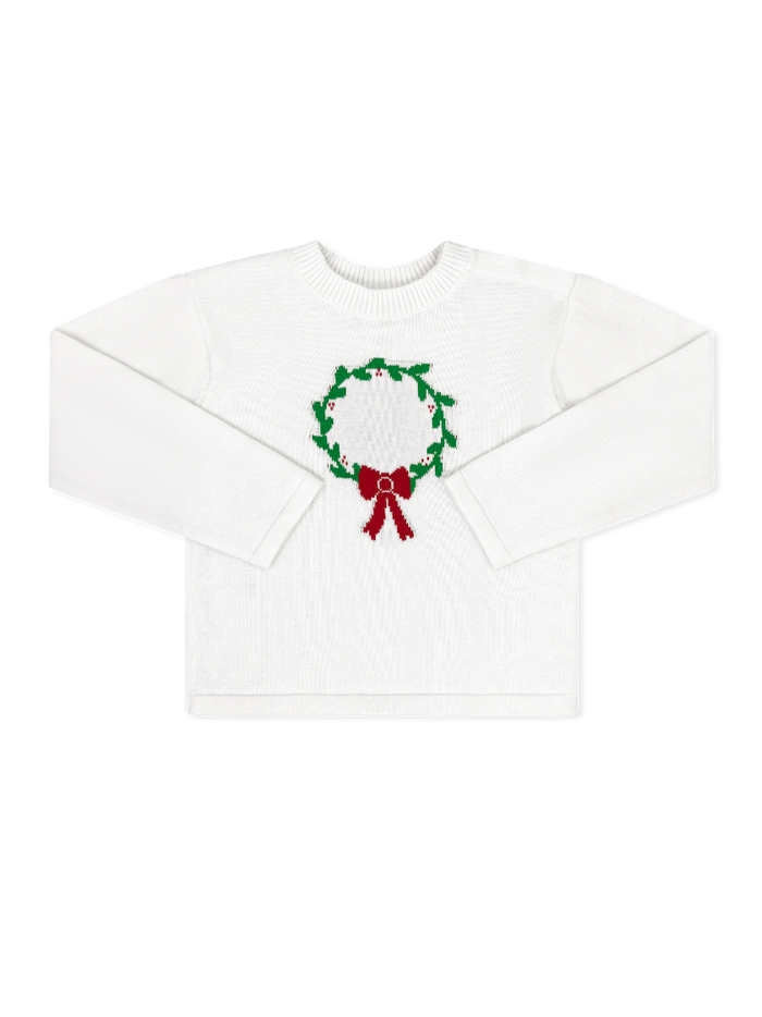Cozy Up Sweater - Sterling White, Wreath