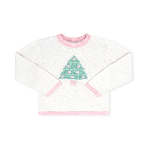 Cozy Up Sweater - Sterling White, Tree, Pink.