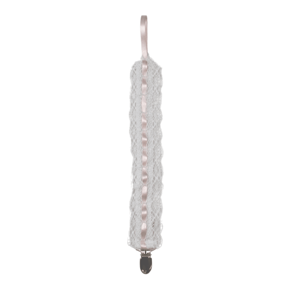 Legacy Pacifier Clip - Legacy White, Blessings Pink Ribbon - Classic Core Baby | Lullaby Set