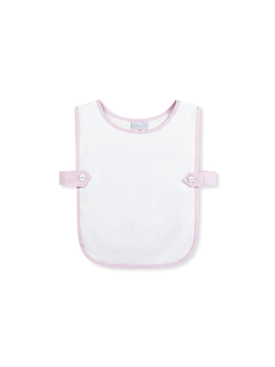 Celebration Bib - White with Baby Pink Minigingham - Classic Core Baby | Lullaby Set