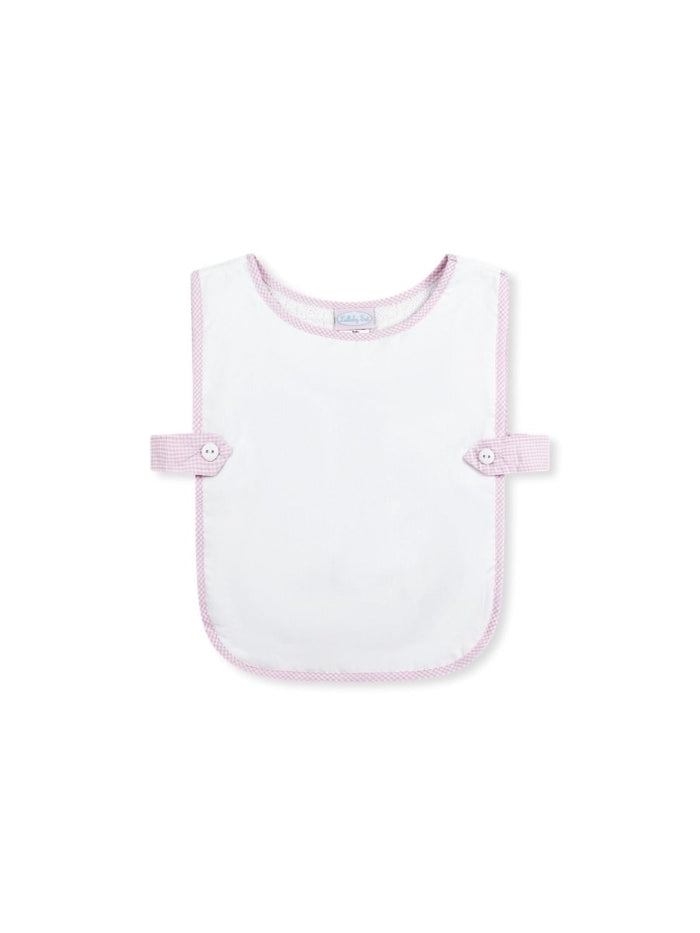 Celebration Bib - White with Baby Pink Minigingham - Classic Core Baby | Lullaby Set