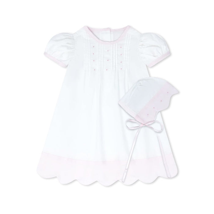 1956 Daygown Set - Blessings White with Pink Scallop Batiste - Classic Core Baby | Lullaby Set