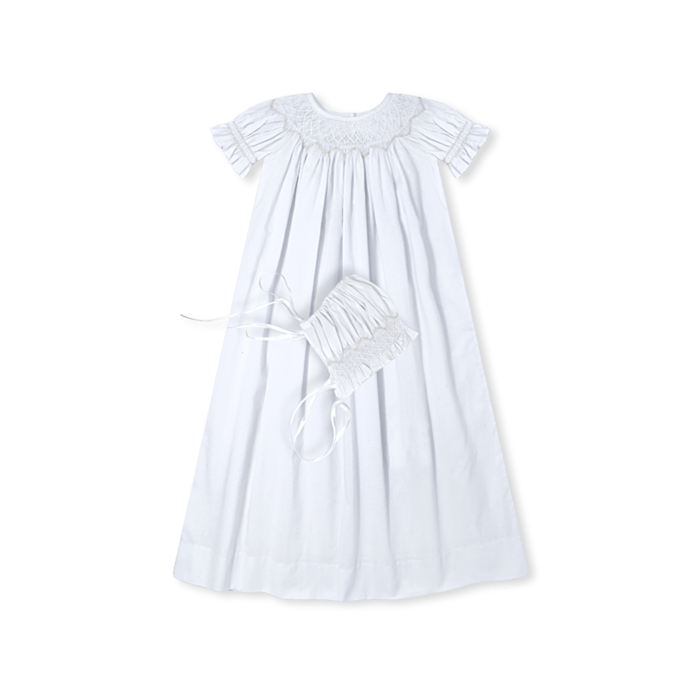 Rosebud Daygown Set - Blessings White, Smocking - Classic Core Baby | Lullaby Set