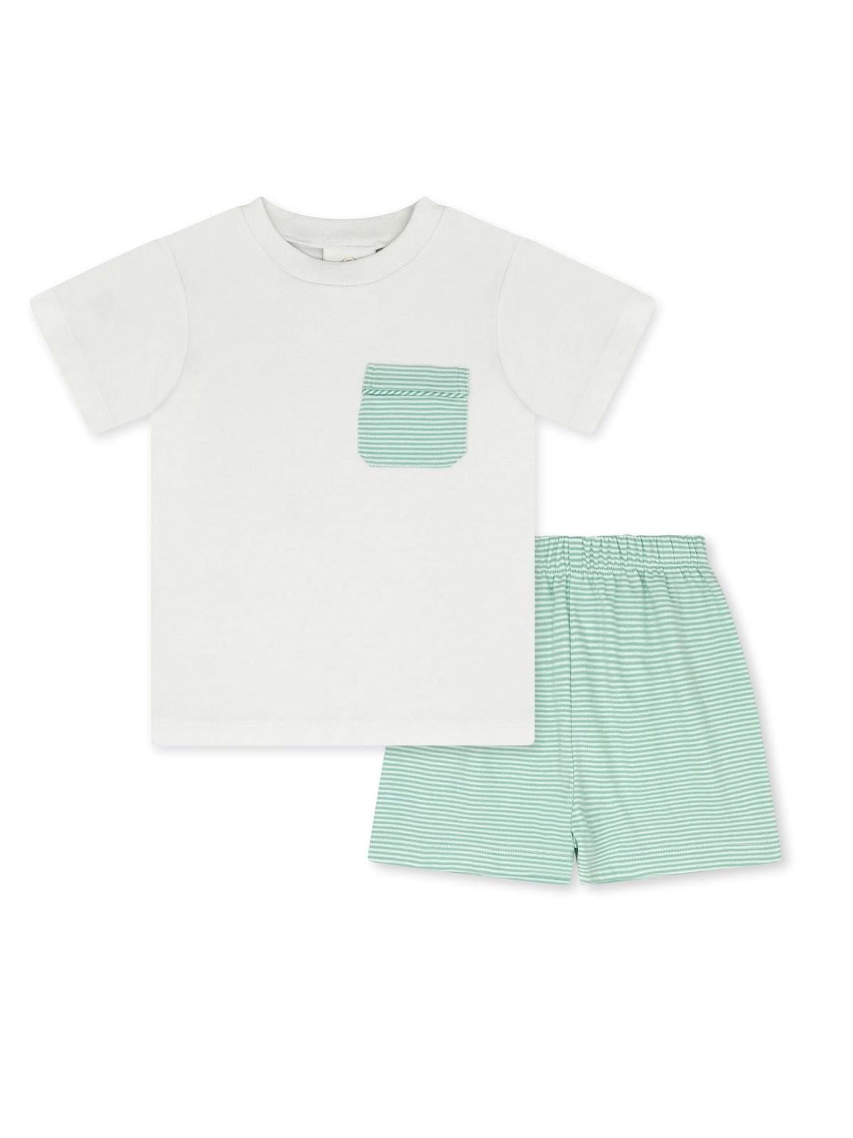 Charlie Short Set - Legacy White, Memphis Aqua Ministripe