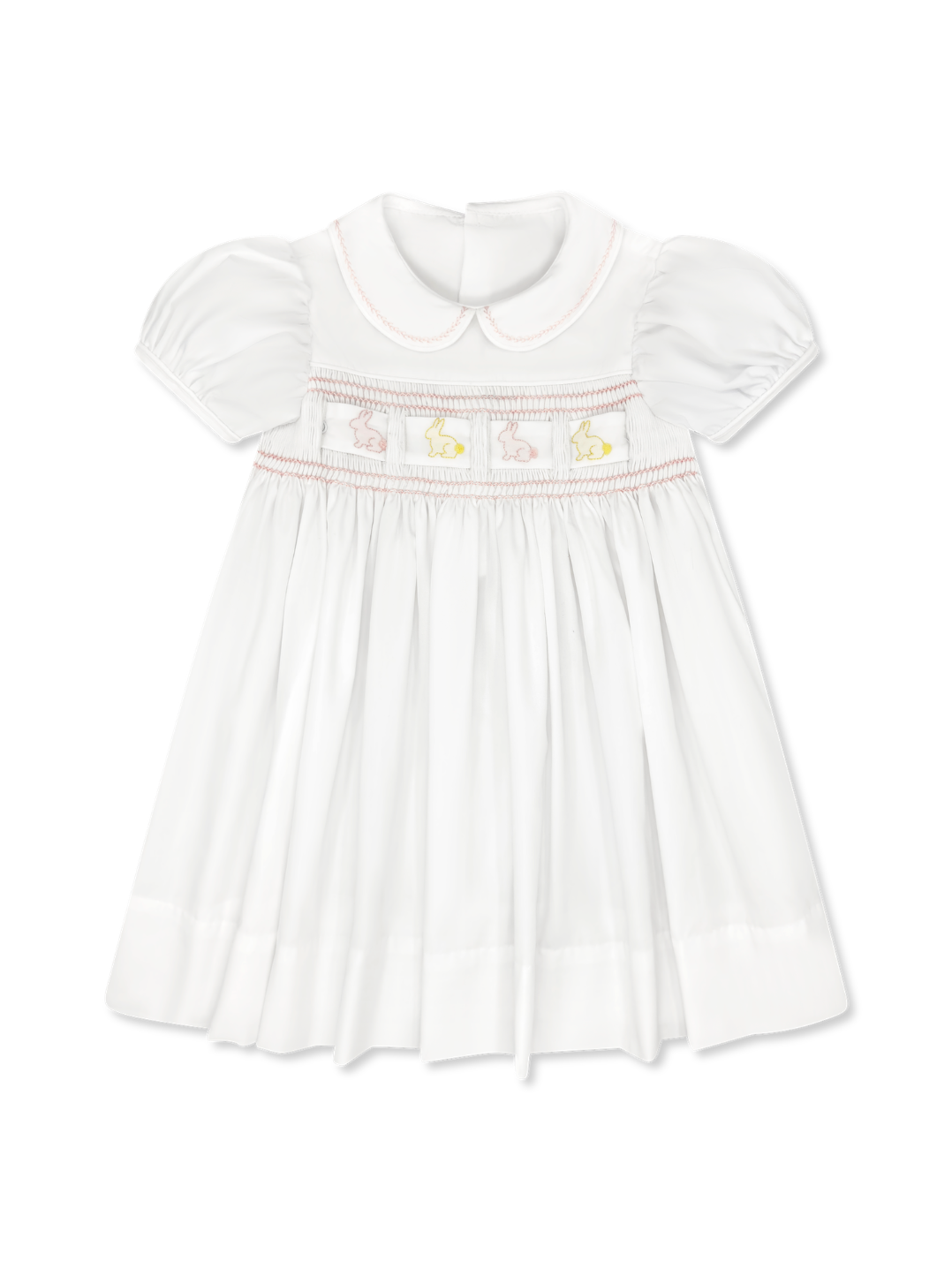 Ruth Ribbon Dress - Blessings White, Pleasant Pink