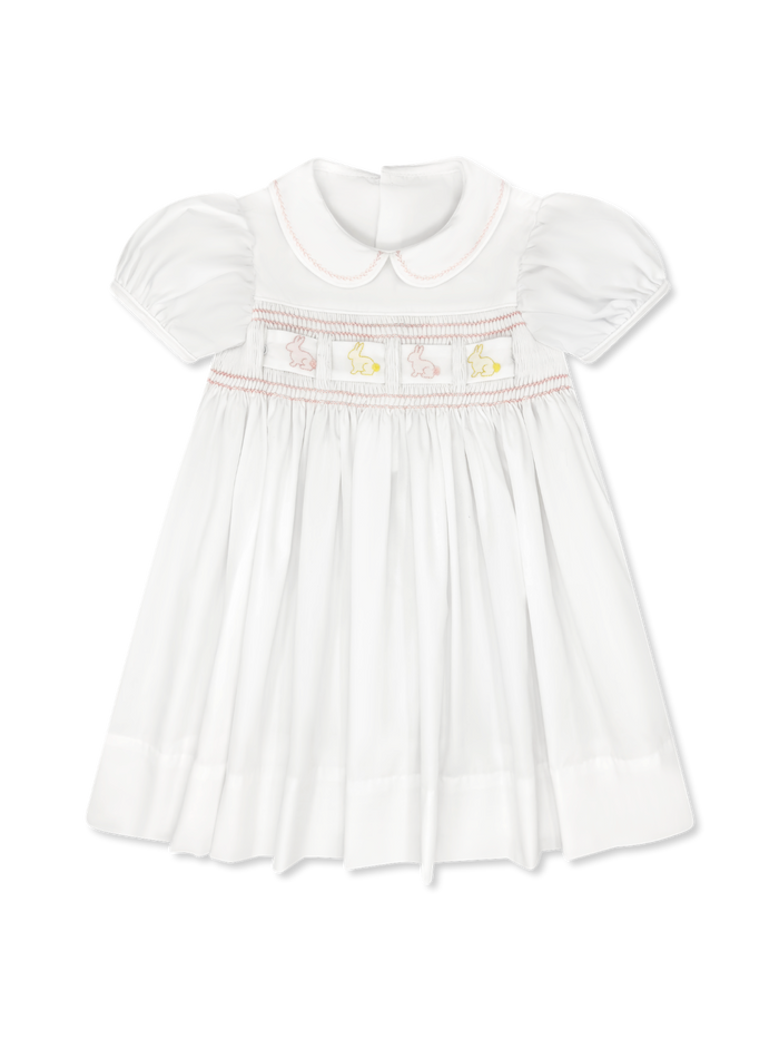 Ruth Ribbon Dress - Blessings White, Pleasant Pink