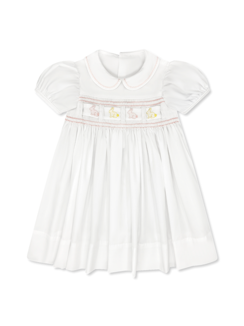 Ruth Ribbon Dress - Blessings White, Pleasant Pink