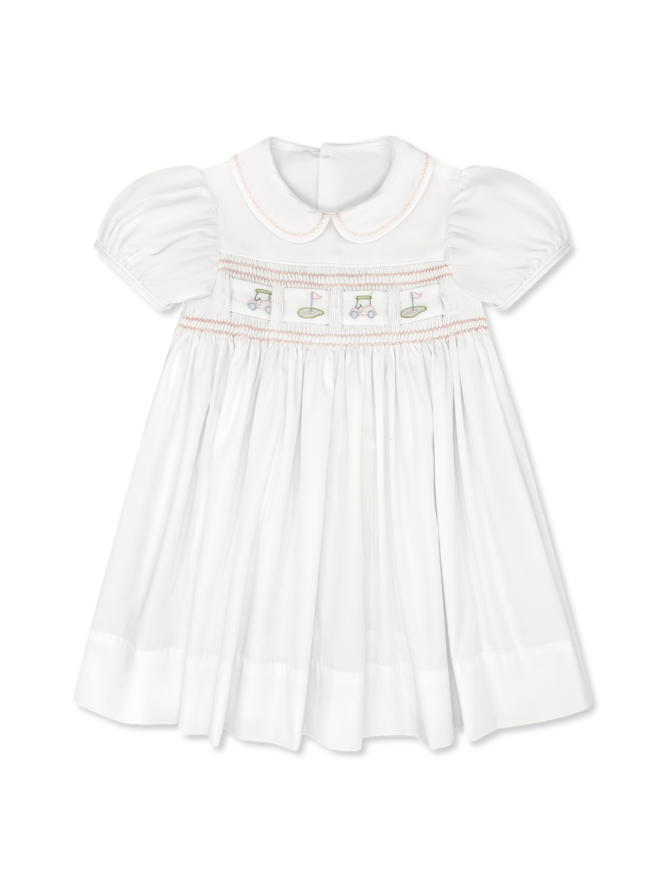 Ruth Ribbon Dress - Blessings White, Pleasant Pink