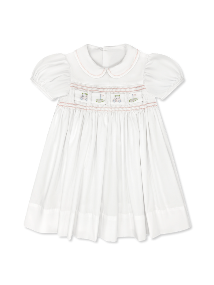 Ruth Ribbon Dress - Blessings White, Pleasant Pink