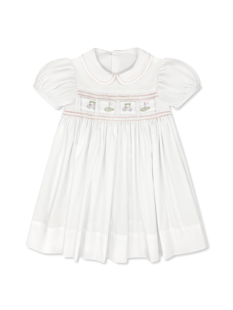 Ruth Ribbon Dress - Blessings White, Pleasant Pink