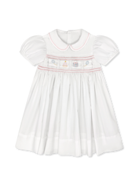 Ruth Ribbon Dress - Blessings White, Pleasant Pink