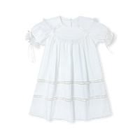 Donahue Dress - Blessings White Batiste, Ecru Satin