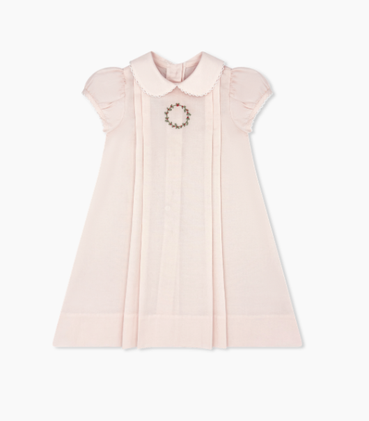 Precious Memories Daygown - Pink Batiste with Wreath Embroidery