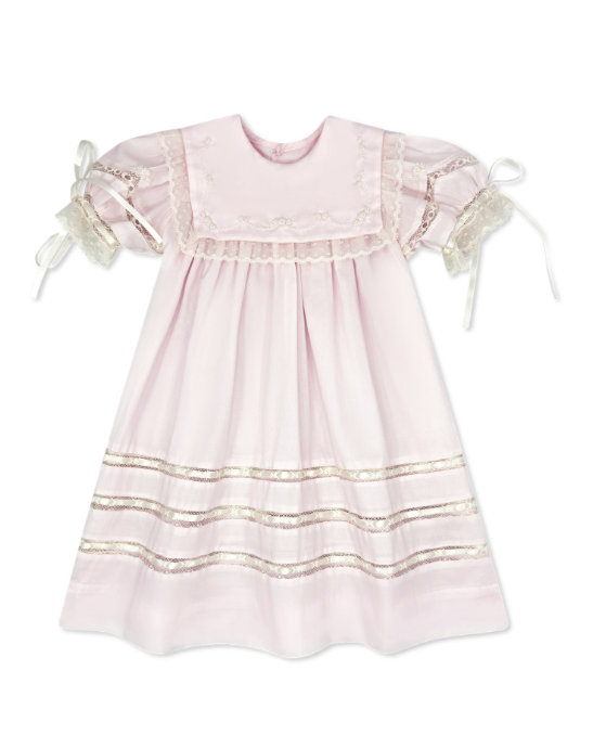 Elle A. Dress - Blessings Pink, Ecru Lace