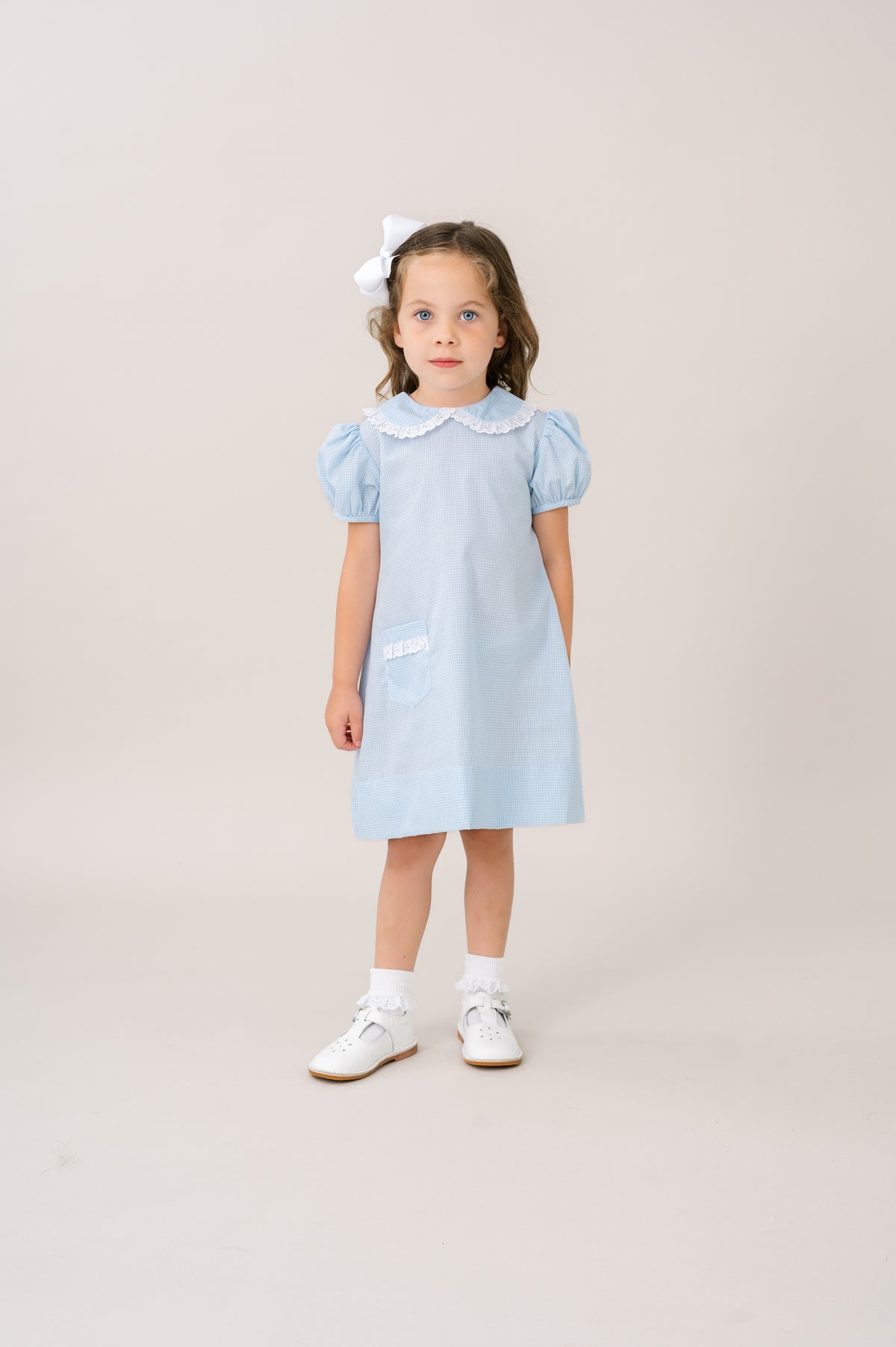 1956 Pocket Dress - Baker Blue Minigingham