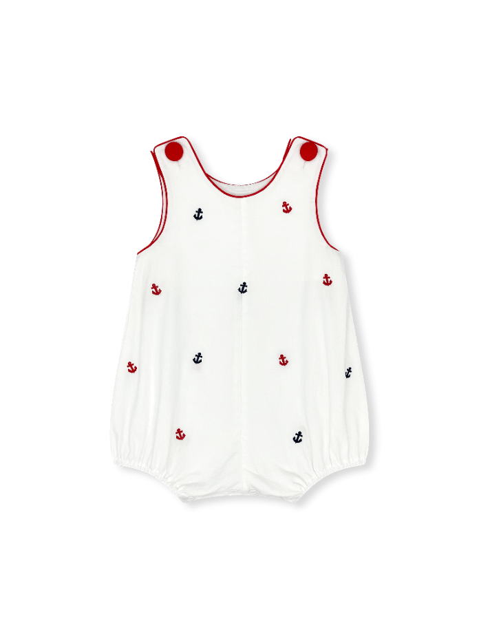 Bennett Bubble - Simply White Seersucker, Anchors