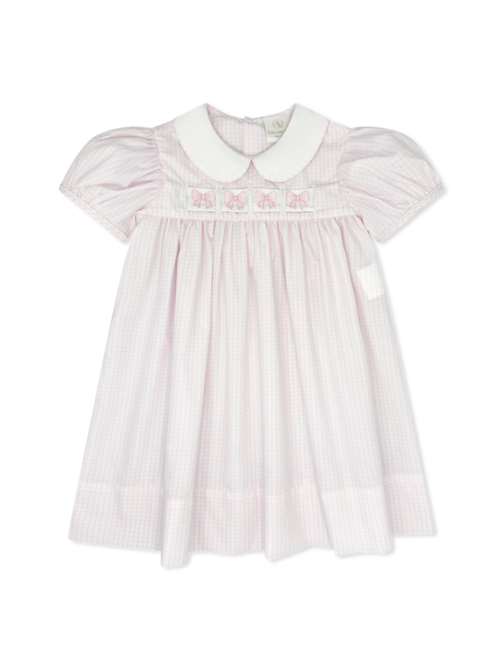 Ruth Ribbon Dress - Classic Pink Windowpane