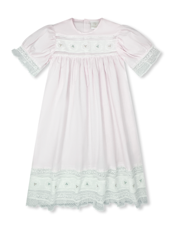 Hazel Dress - Blessings Pink Batiste, Floral Embroidery