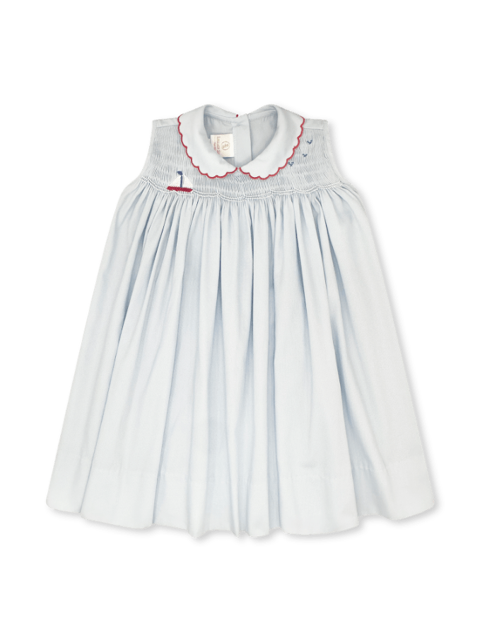 Ella Dress - Brentwood Blue Pique, Sailboat - Classic Dresses | Lullaby Set