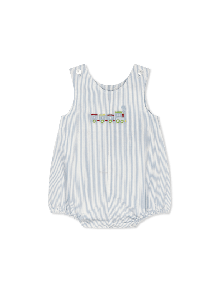 Bennett Bubble - Simply Blue Seersucker with Train - Classic Bubbles | Lullaby Set