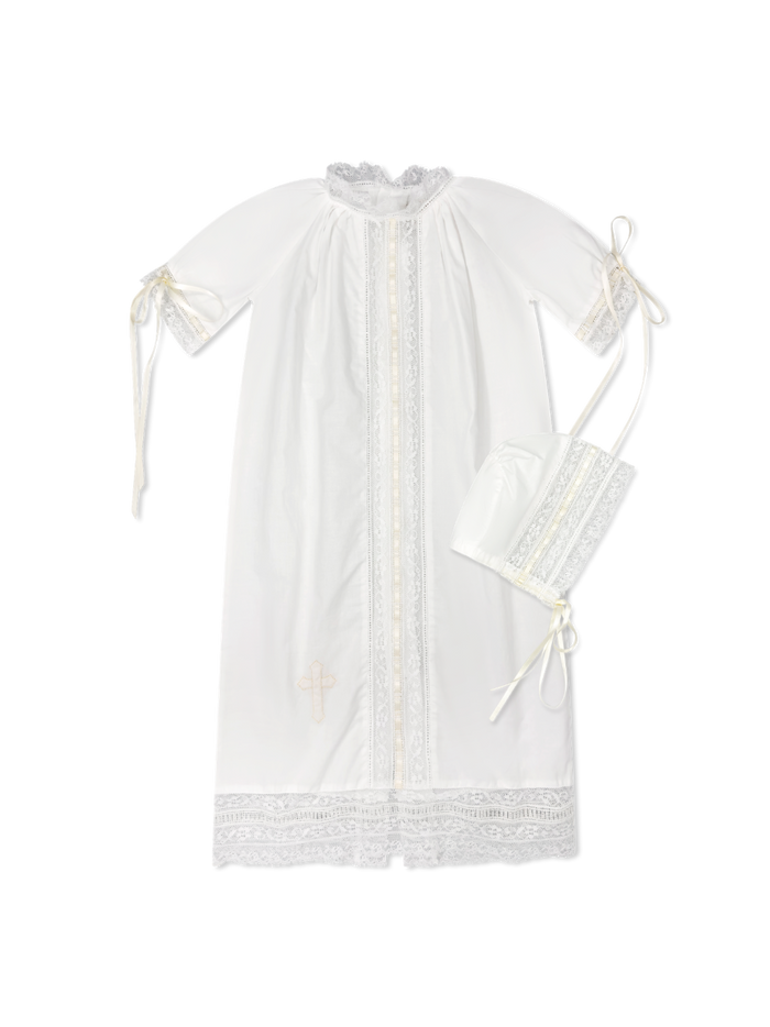 Felicity Daygown - Blessings White Batiste, Cross