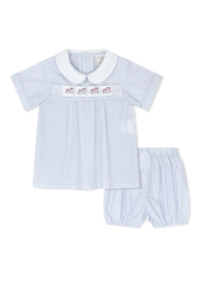 Noah Ribbon Bloomer Set - Classic Blue Windowpane