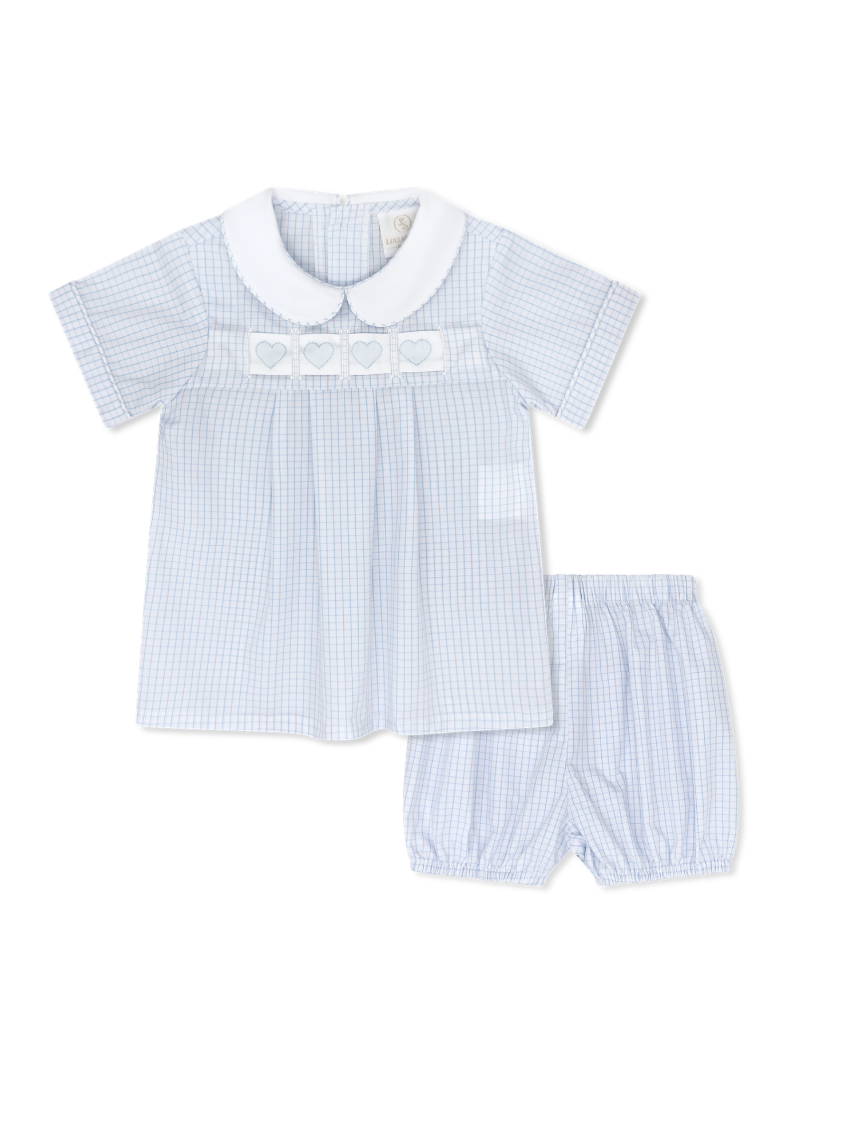 Noah Ribbon Bloomer Set - Classic Blue Windowpane