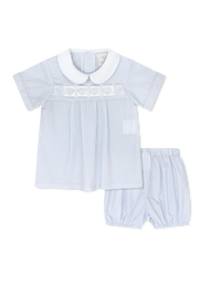 Noah Ribbon Bloomer Set - Classic Blue Windowpane