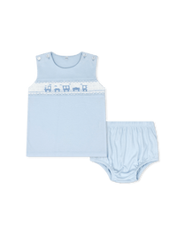 Bryant Diaper Set - Palmer Blue Pima, Train - Classic Sets | Lullaby Set