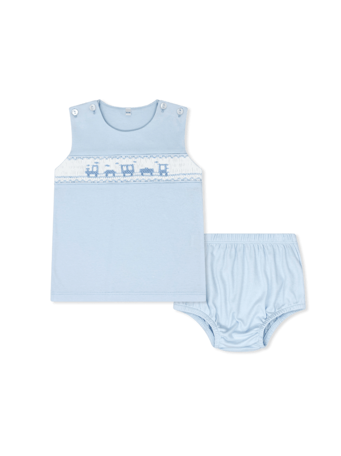 Bryant Diaper Set - Palmer Blue Pima, Train - Classic Sets | Lullaby Set