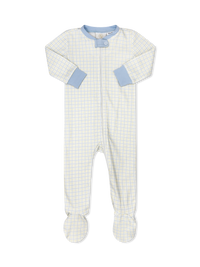 Once Upon A Time Footie - Cornflower Check, Yellow