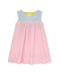 Charming Dress - Light Pink, Yellow, Light Blue Minigingham Color Block - Classic Dresses | Lullaby Set