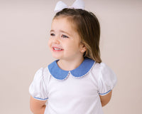 Blessings Blouse  - Legacy White, River Royal Minigingham