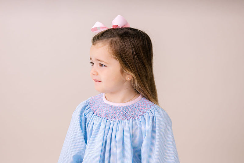 Betsy Bloomer Set Long Sleeve - Baker Blue Minigingham, Polite Pink