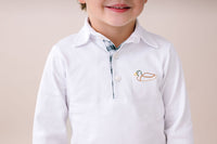 Parker Polo LS - Willoughby White Knit, Mallard