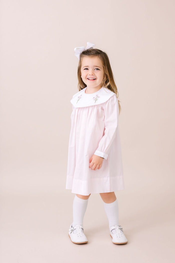 Sandra Dress Long Sleeve - Blessing Pink Batiste, Flowers