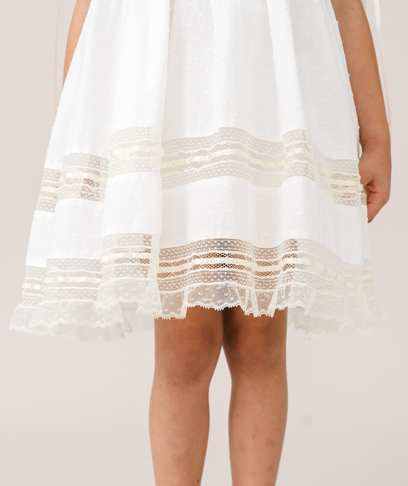 Margaret Dress - Spring White Swiss Dot with Ecru Lace