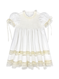 Margaret Dress - Spring White Swiss Dot with Ecru Lace