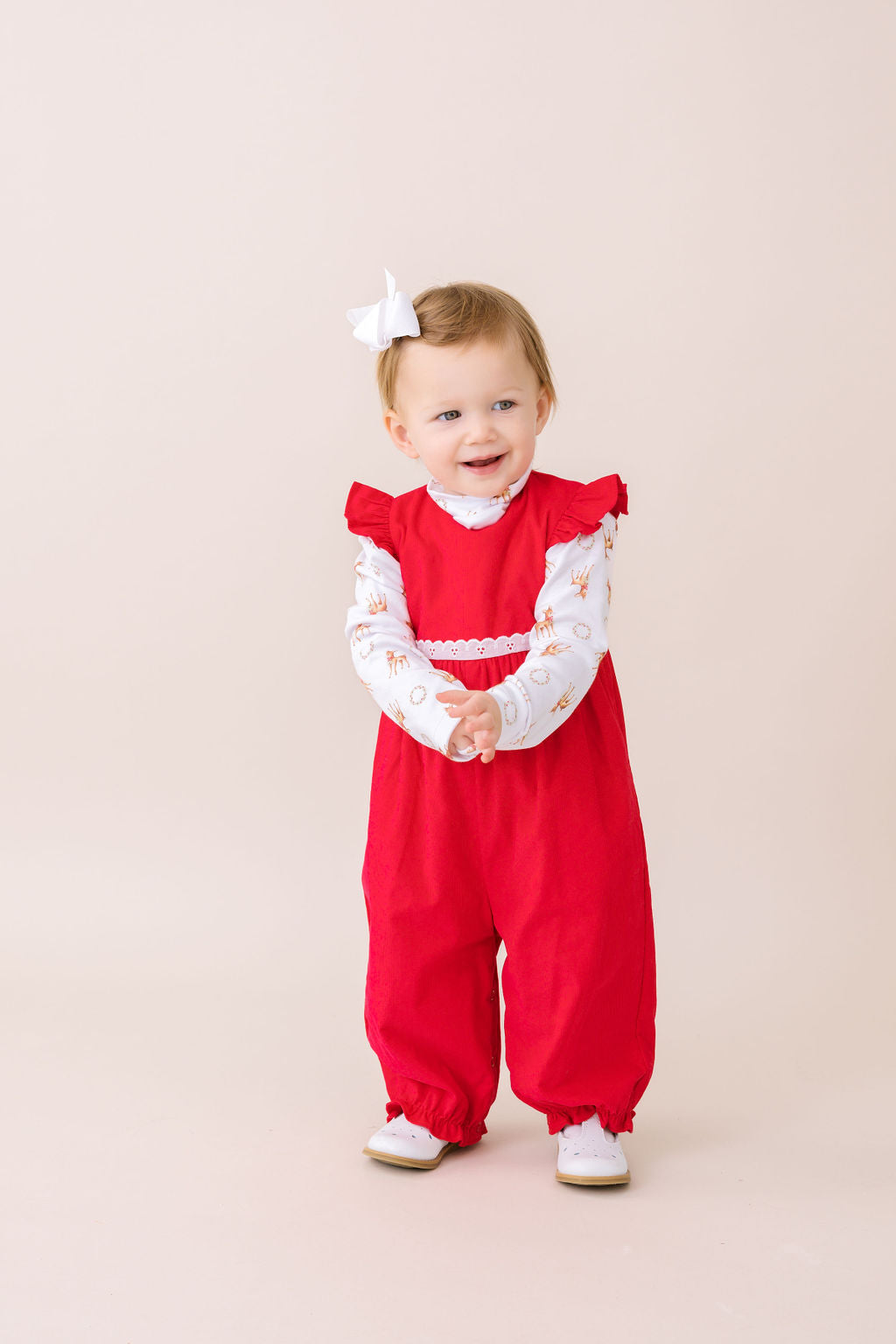 Angel Romper - High Point Red Corduroy, Eyelet