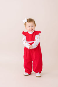 Angel Romper - High Point Red Corduroy, Eyelet