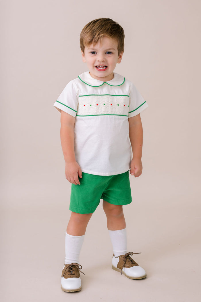 Liam Short Set - Dreamy White Corduroy, Garland Green (FW25)
