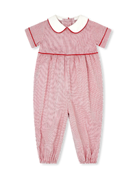 Rover Romper - Redford Red Windowpane, High Point Red Corduroy