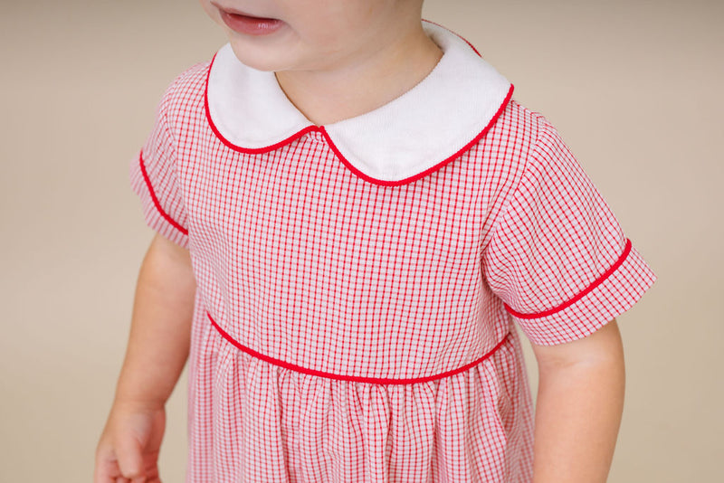 Rover Romper - Redford Red Windowpane, High Point Red Corduroy