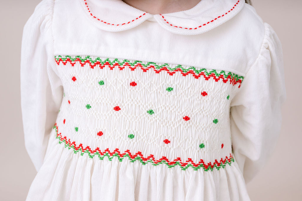 Timothy Bubble Long Sleeve - Dreamy White Corduroy, Garland Green
