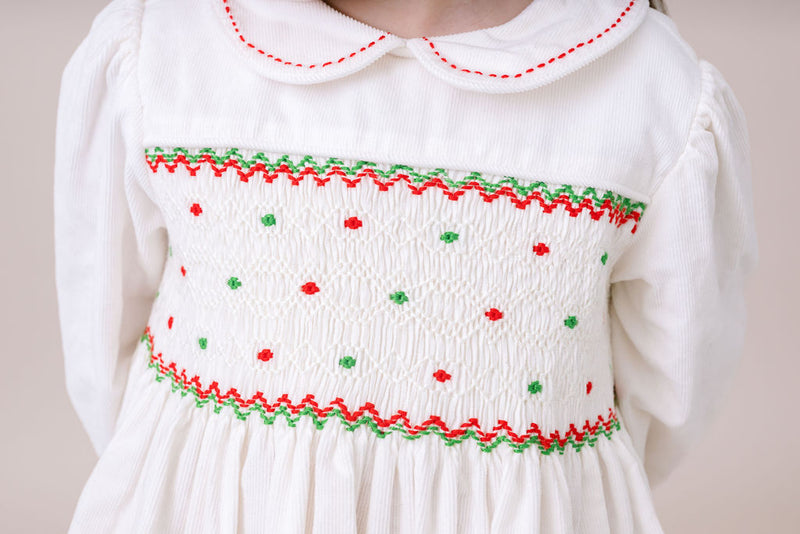 Timothy Bubble Long Sleeve - Dreamy White Corduroy, Garland Green