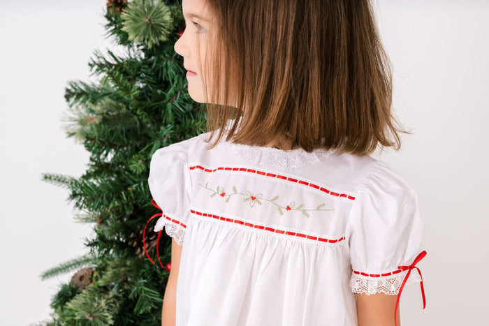Tiny Town Dress - Winslow White Batiste, Holly