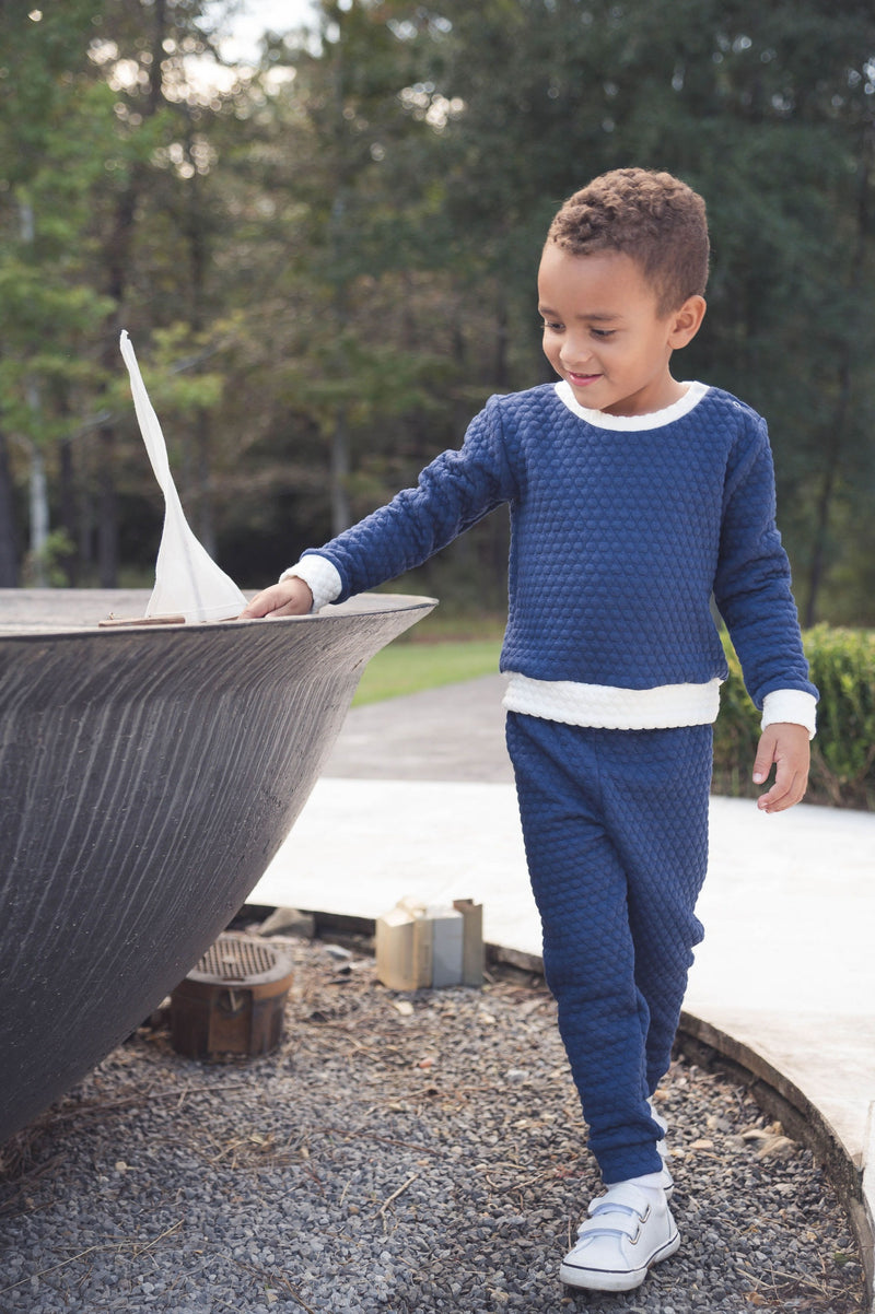 Quincy Quilted Play Set - Newton Navy Quilted, Worthington White Quilted