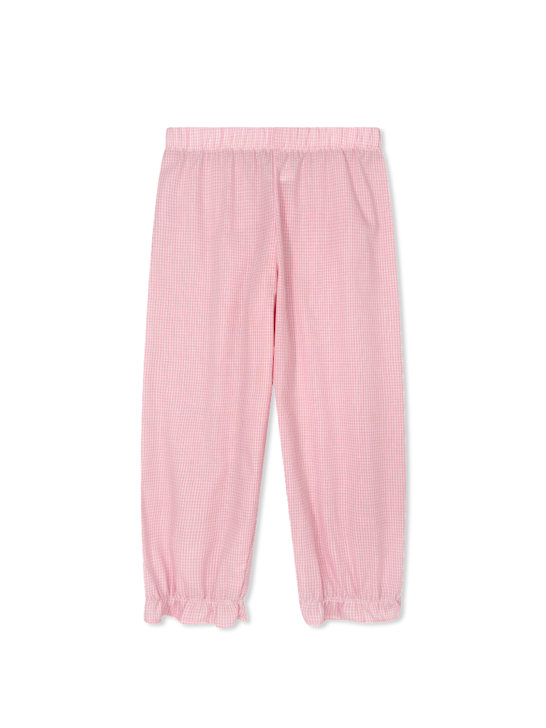 Gloria Gathered Pant -  Polite Pink Minigingham